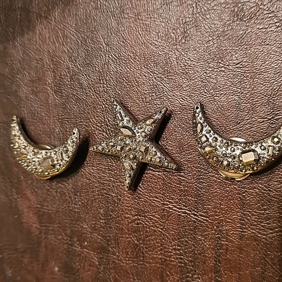 Set Of 6 Silver Moon and Star Button Cover Set Vintage Jewelry - Picture 2 of 3